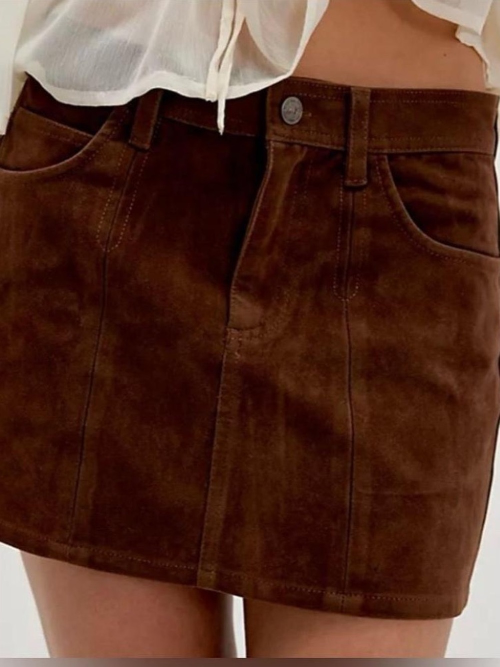NWOT FP We The Free Faux Suede Mini Skirt~Brown